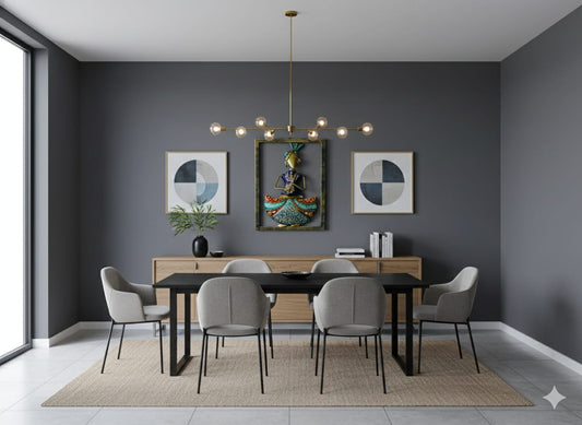 Handcrafted Metallic Tribal Musician Wall Hanging