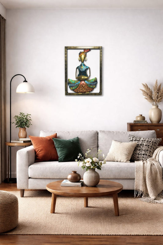 Handcrafted Metallic Tribal Musician Wall Hanging