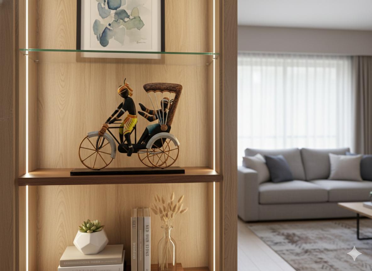 Handcrafted Bastar Tribal Metal Art –  Cycle Rickshaw Showpiece