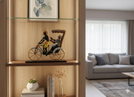 Handcrafted Bastar Tribal Metal Art –  Cycle Rickshaw Showpiece