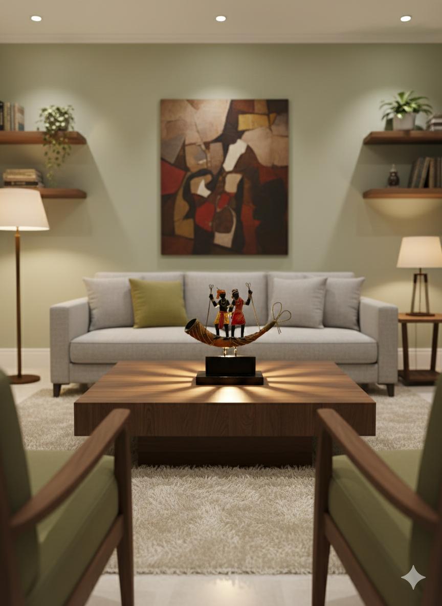 Bastar Tribal Boat Dance Metal Art Showpiece