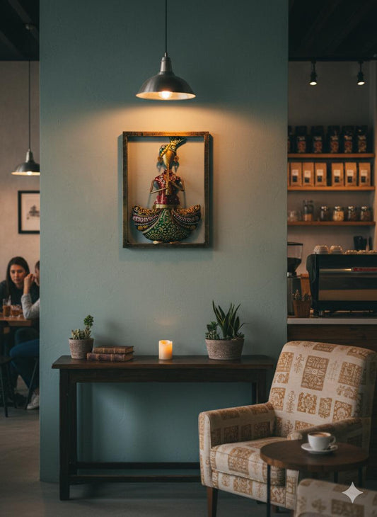 Handcrafted Metallic Tribal Musician Wall Hanging