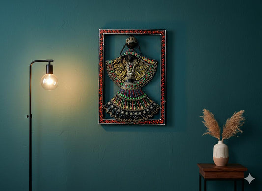 Handcrafted Metallic Folk Lady Wall Hanging Decor