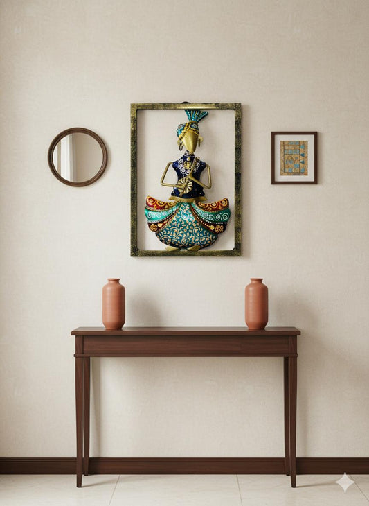Handcrafted Metallic Tribal Musician Wall Hanging