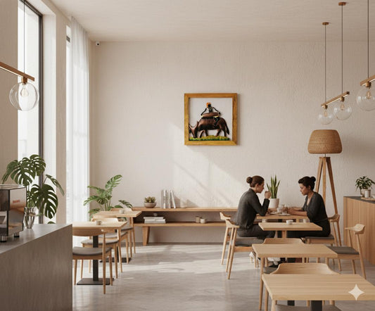 Handcrafted Tribal Metal Wall Art – Musician on Bull