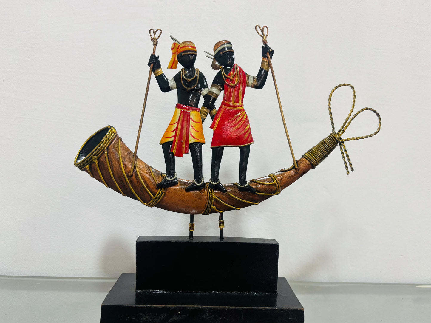 Bastar Tribal Boat Dance Metal Art Showpiece