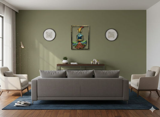 Handcrafted Metallic Tribal Musician Wall Hanging