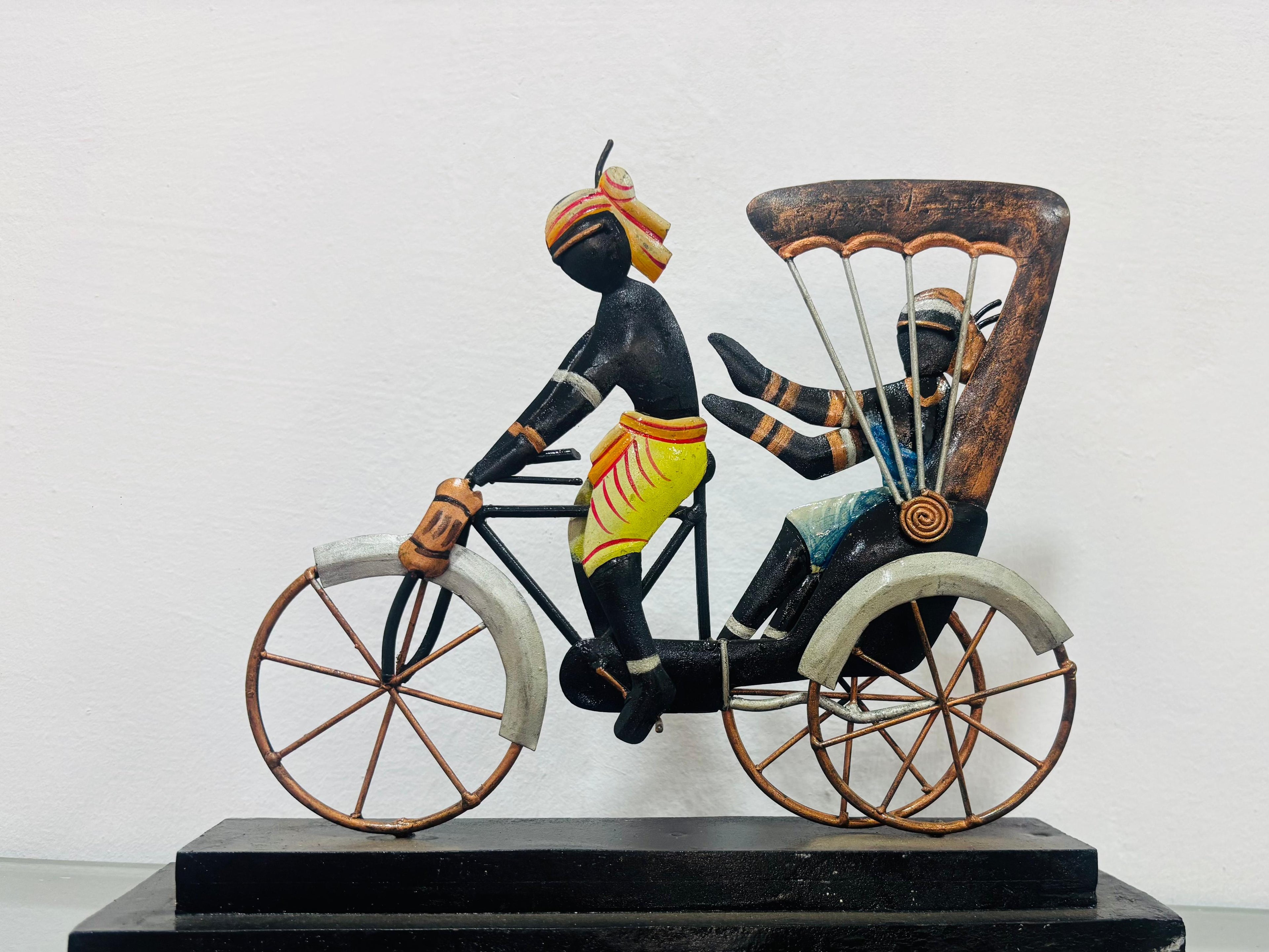 Handcrafted Bastar Tribal Metal Art –  Cycle Rickshaw Showpiece