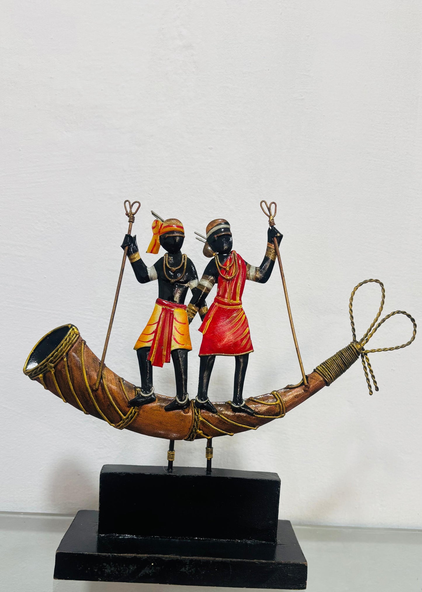 Bastar Tribal Boat Dance Metal Art Showpiece