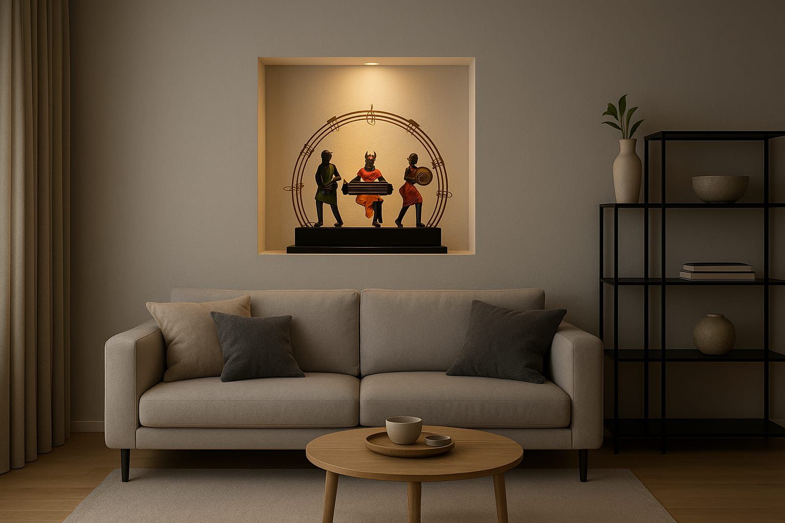 Handcrafted Bastar Tribal Musician Metal Art Showpiece