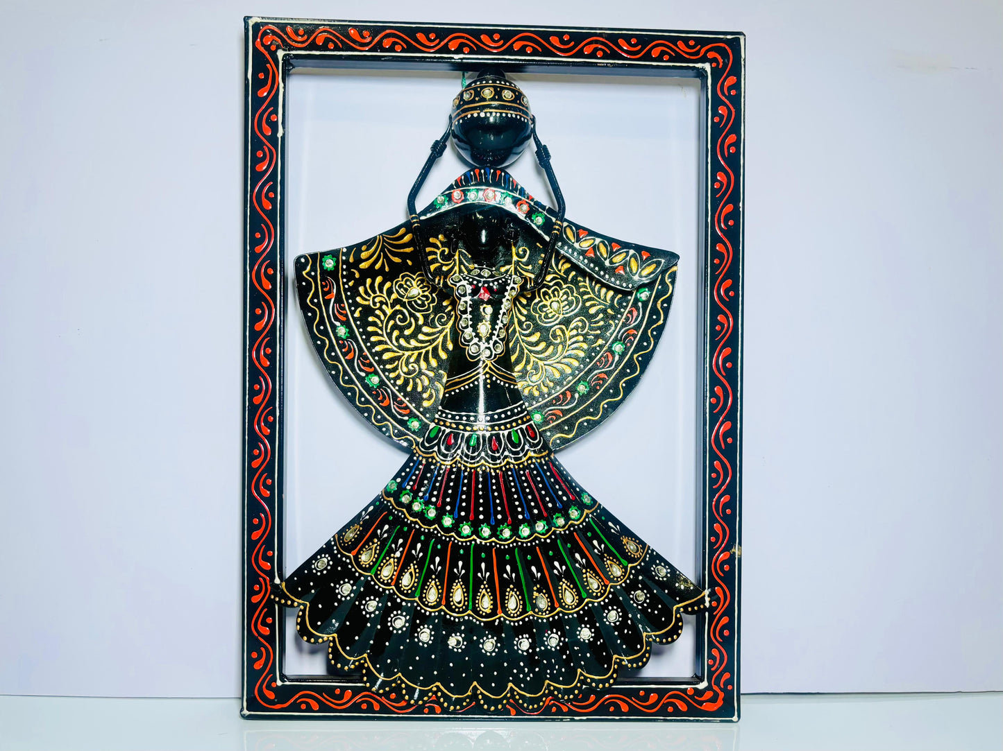 Handcrafted Metallic Folk Lady Wall Hanging Decor