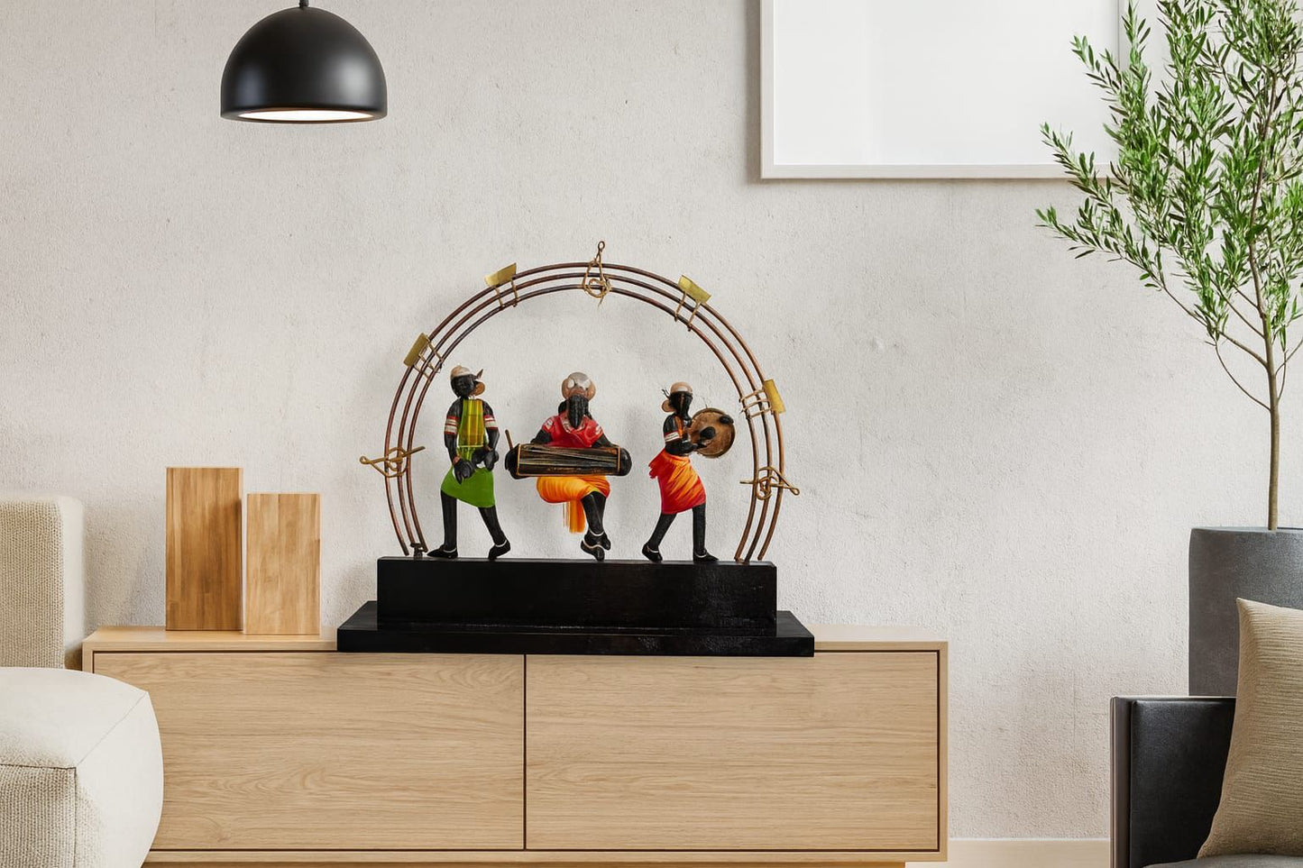 Handcrafted Bastar Tribal Musician Metal Art Showpiece