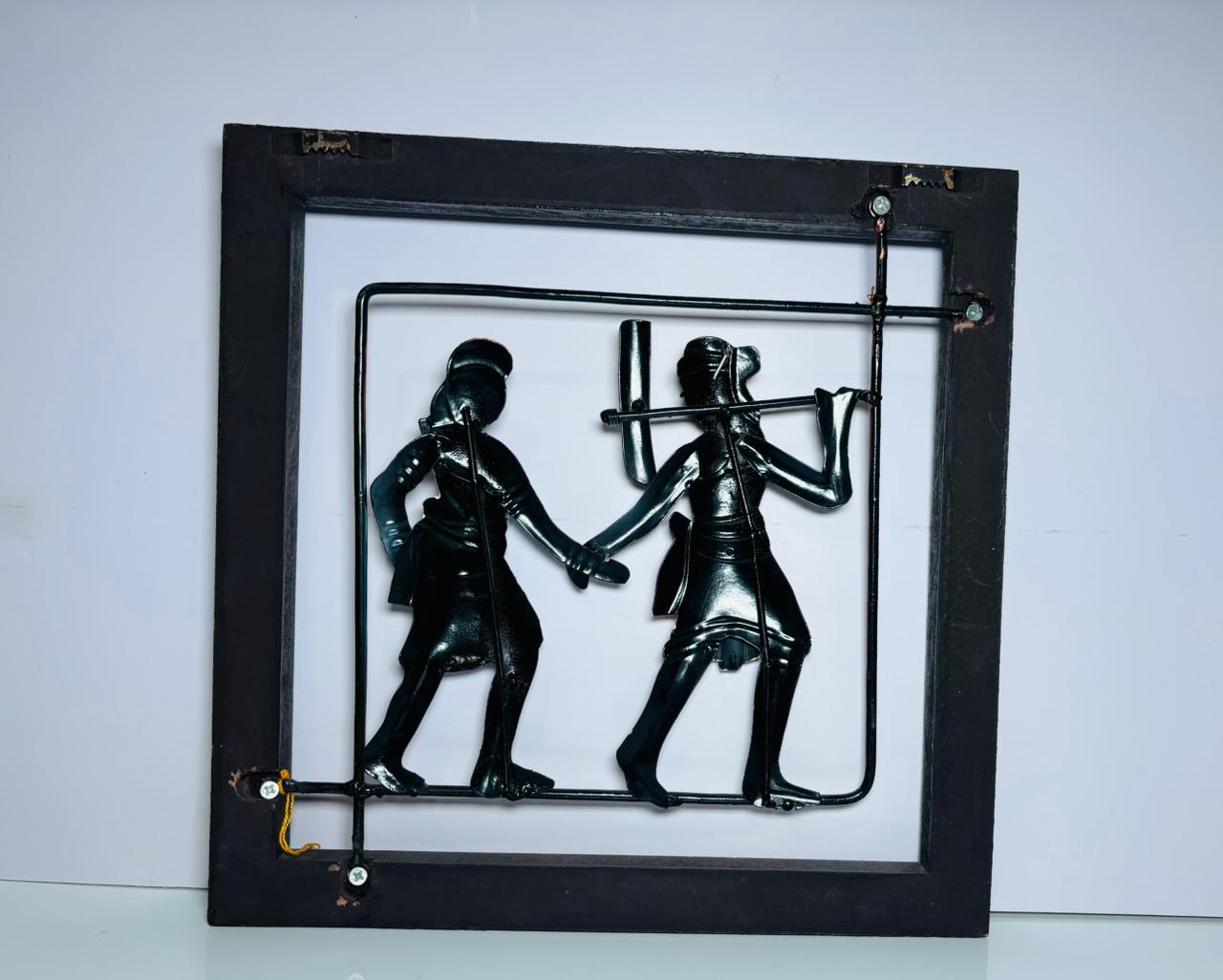 Handcrafted Tribal Metal Wall Art – Couple with Plough