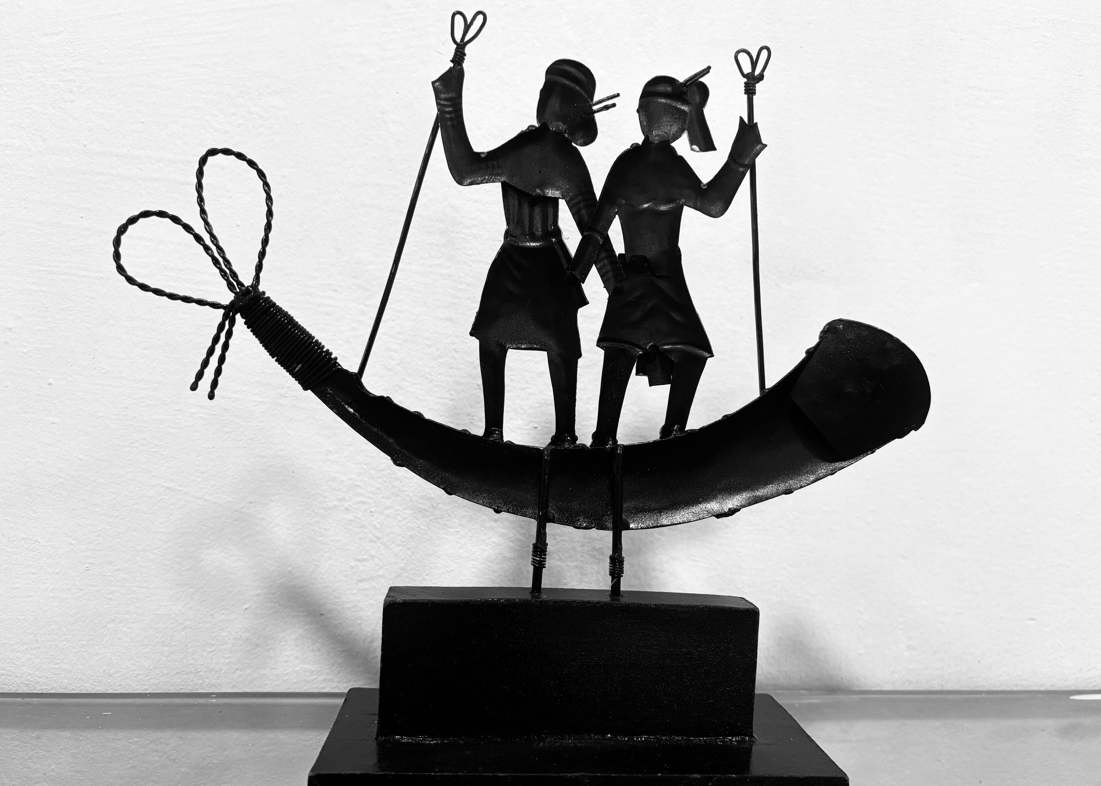 Bastar Tribal Boat Dance Metal Art Showpiece