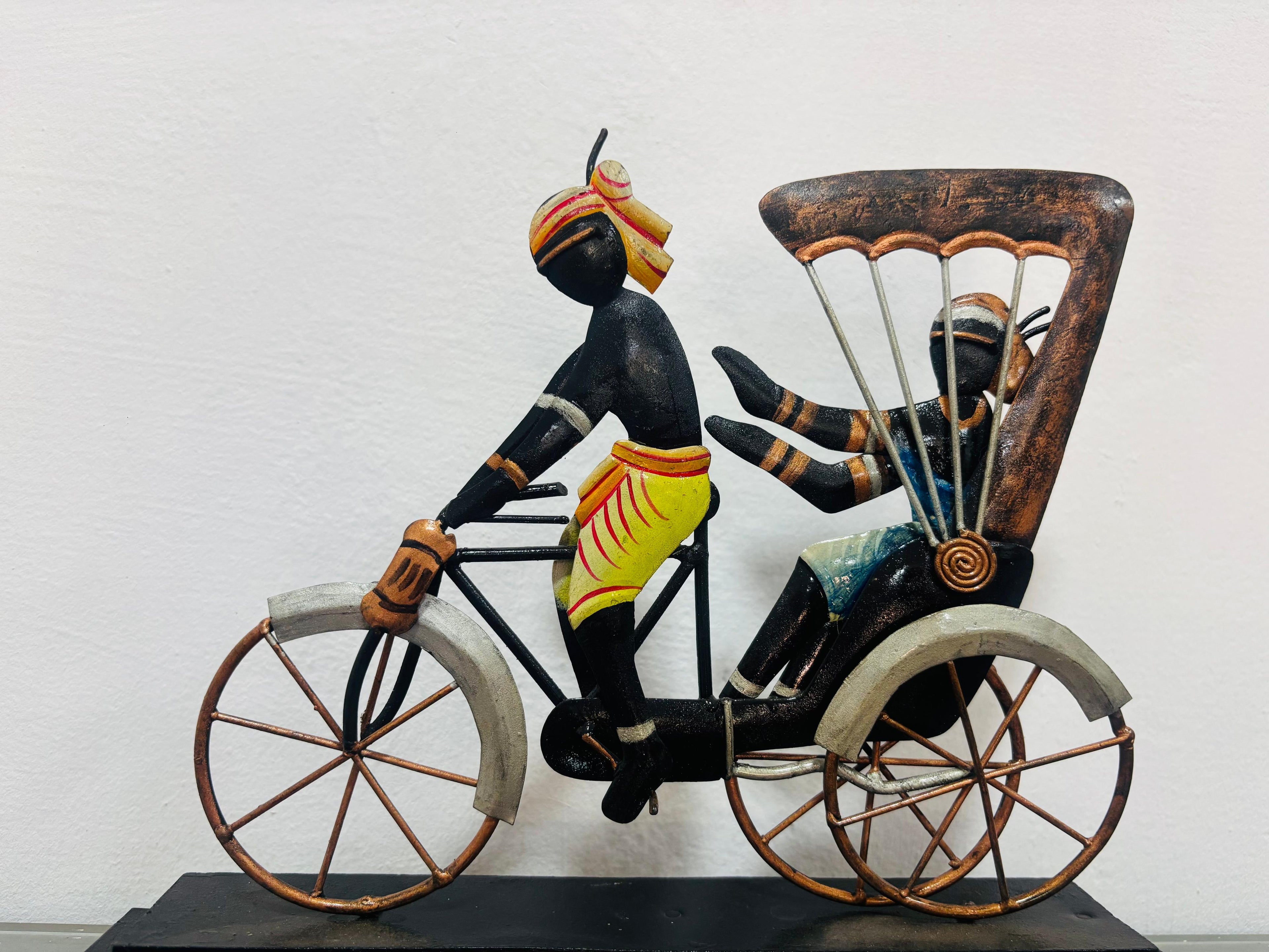Handcrafted Bastar Tribal Metal Art –  Cycle Rickshaw Showpiece