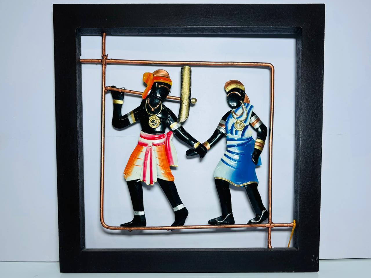 Handcrafted Tribal Metal Wall Art – Couple with Plough