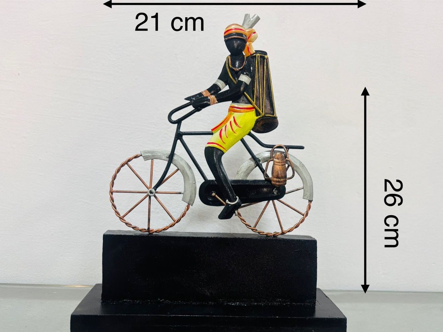 Handcrafted Bastar Tribal Metal Art – Tribal Man on Bicycle Showpiece