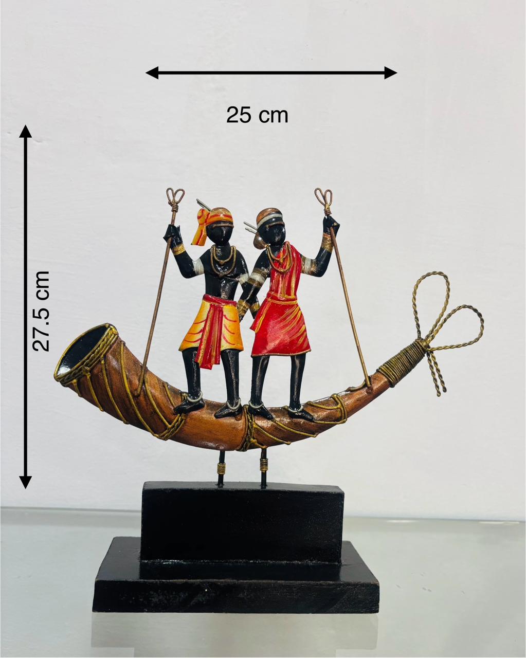 Bastar Tribal Boat Dance Metal Art Showpiece
