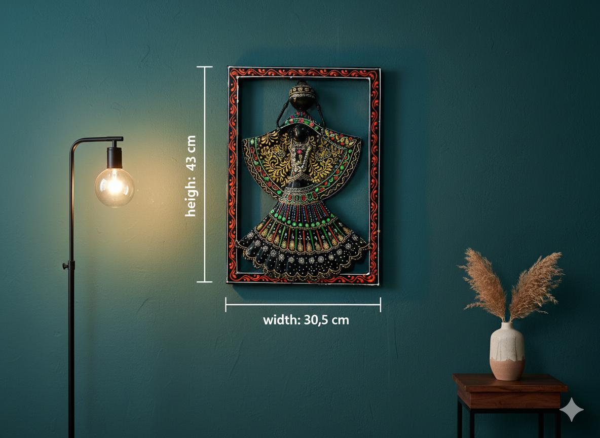 Handcrafted Metallic Folk Lady Wall Hanging Decor