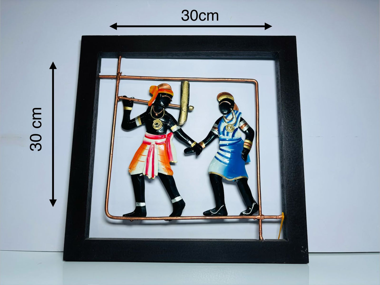 Handcrafted Tribal Metal Wall Art – Couple with Plough