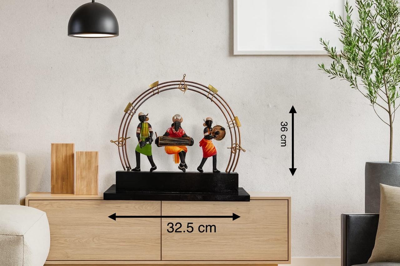 Handcrafted Bastar Tribal Musician Metal Art Showpiece