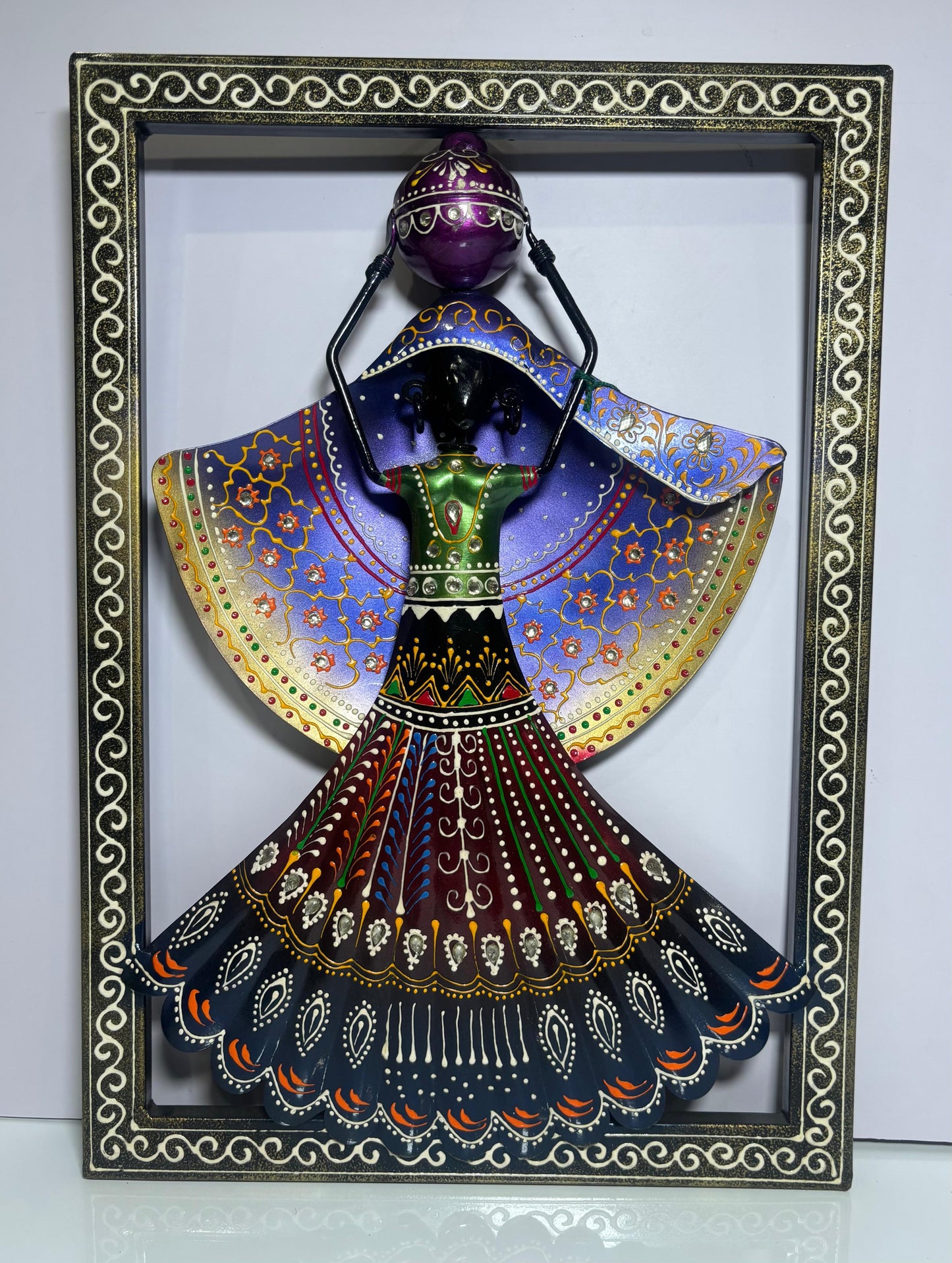 Handcrafted Metallic Folk Lady Wall Hanging Decor